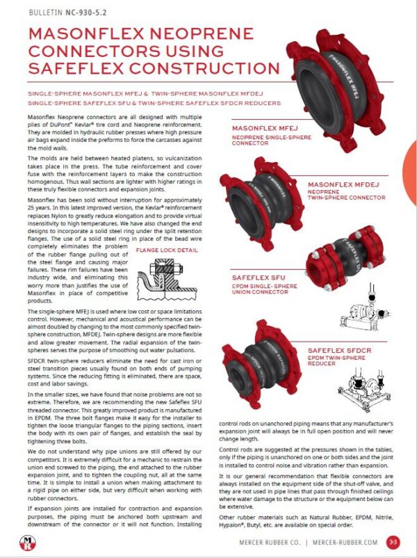 MasonFlex Neoprene Connectors Using SafeFlex Construction - MFEJ, MFDEJ, SFU, SFDCR